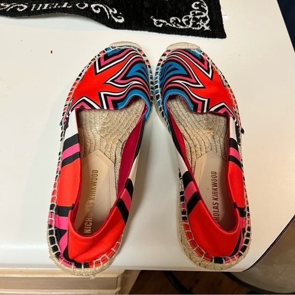 Nicholas Kirkwood Bright Satin Espadrilles Slip Ons Flats Size 38 US 7.5 - Picture 6 of 10